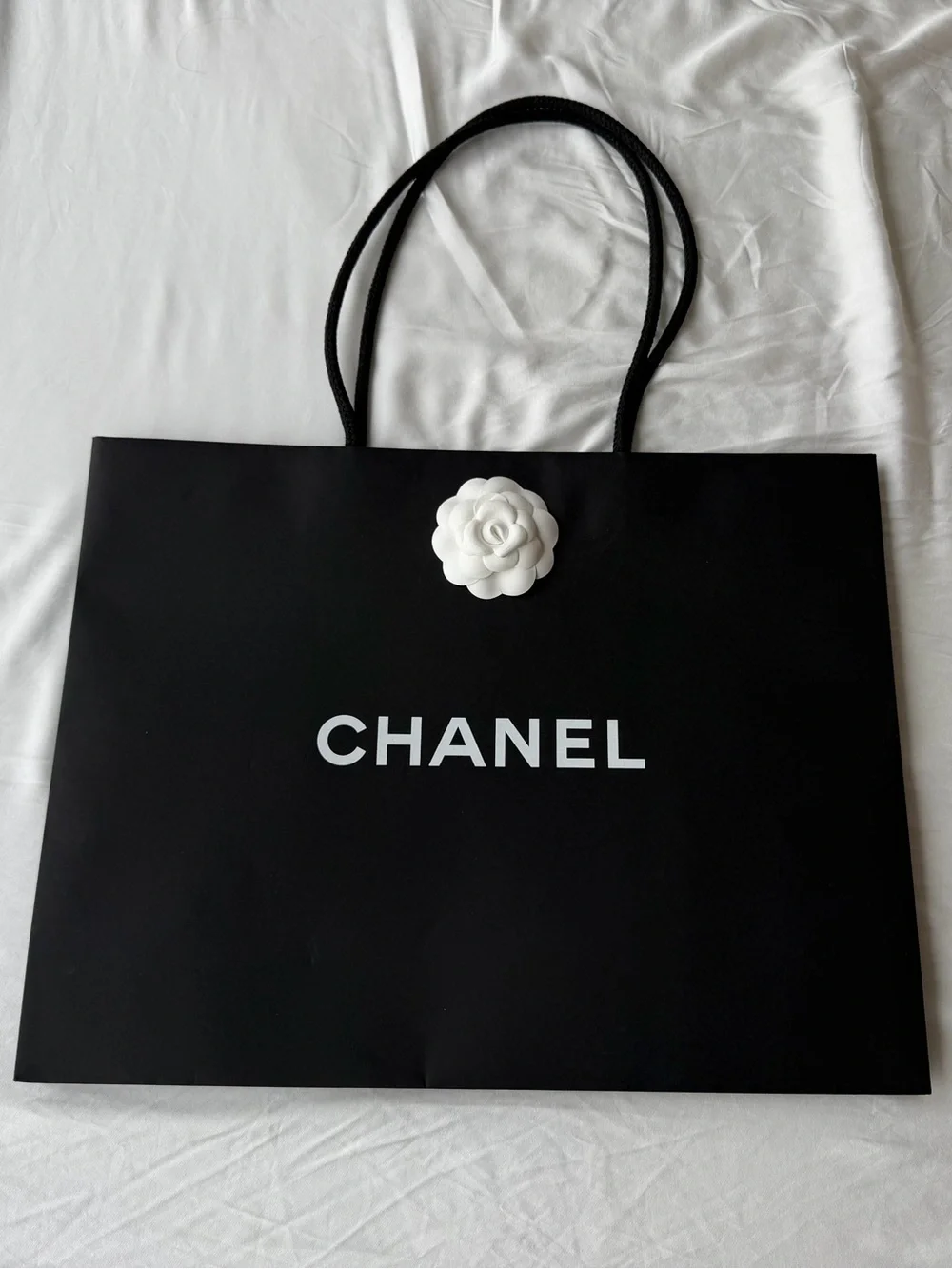 CHANEL Large Shopping Tote with Camellia accents